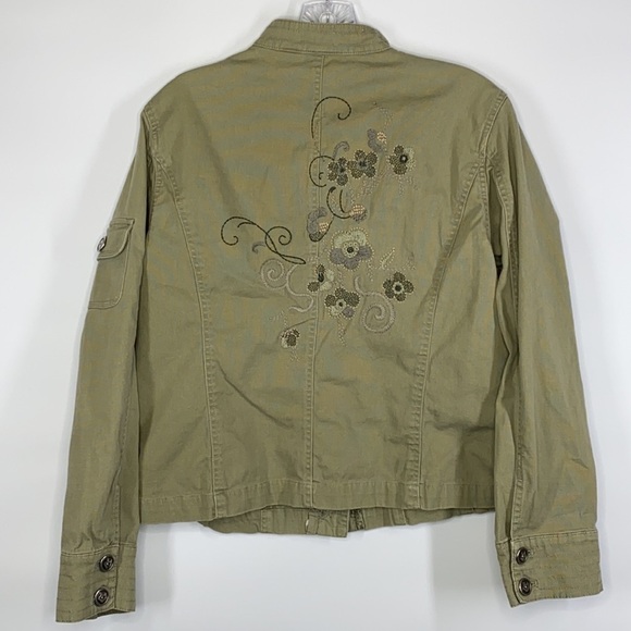 Chico's Floral Embroidered Button up Jacket Size 1 Medium - Picture 2 of 6